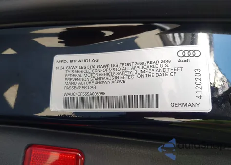 2025 Audi S5 Sportback Premium Tfsi Quattro Tiptronic z USA, uszkodzony, nr VIN WAUC4CF55SA006988